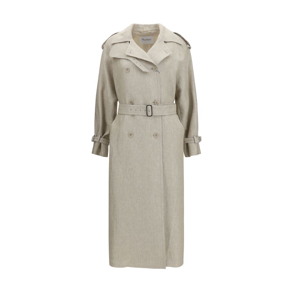 Linen Drill Double-Breasted Trench Coat