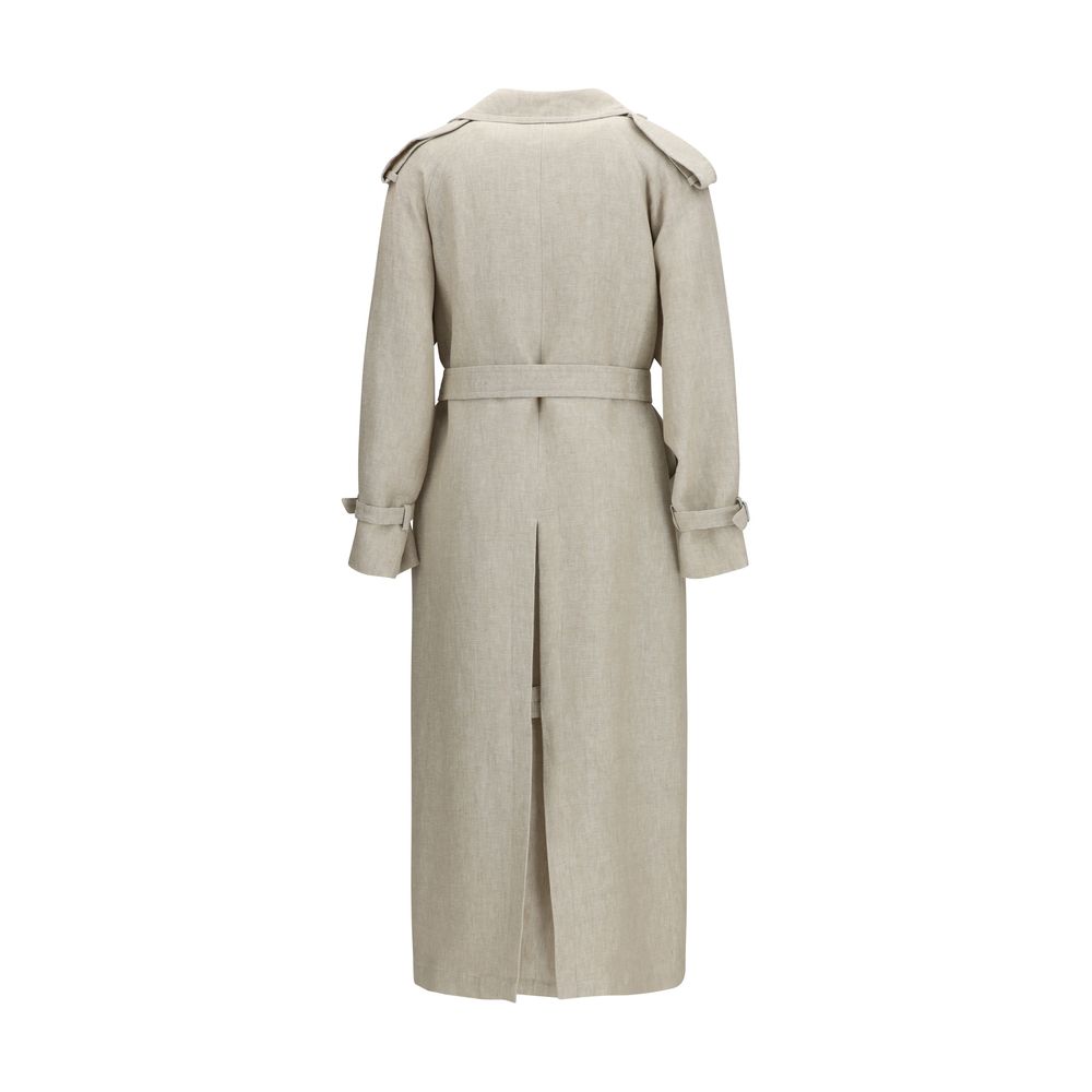 Linen Drill Double-Breasted Trench Coat