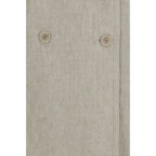 Linen Drill Double-Breasted Trench Coat