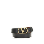 Black Reversible Calfskin Belt with VLogo