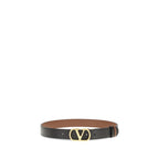 Black Reversible Calfskin Belt with VLogo