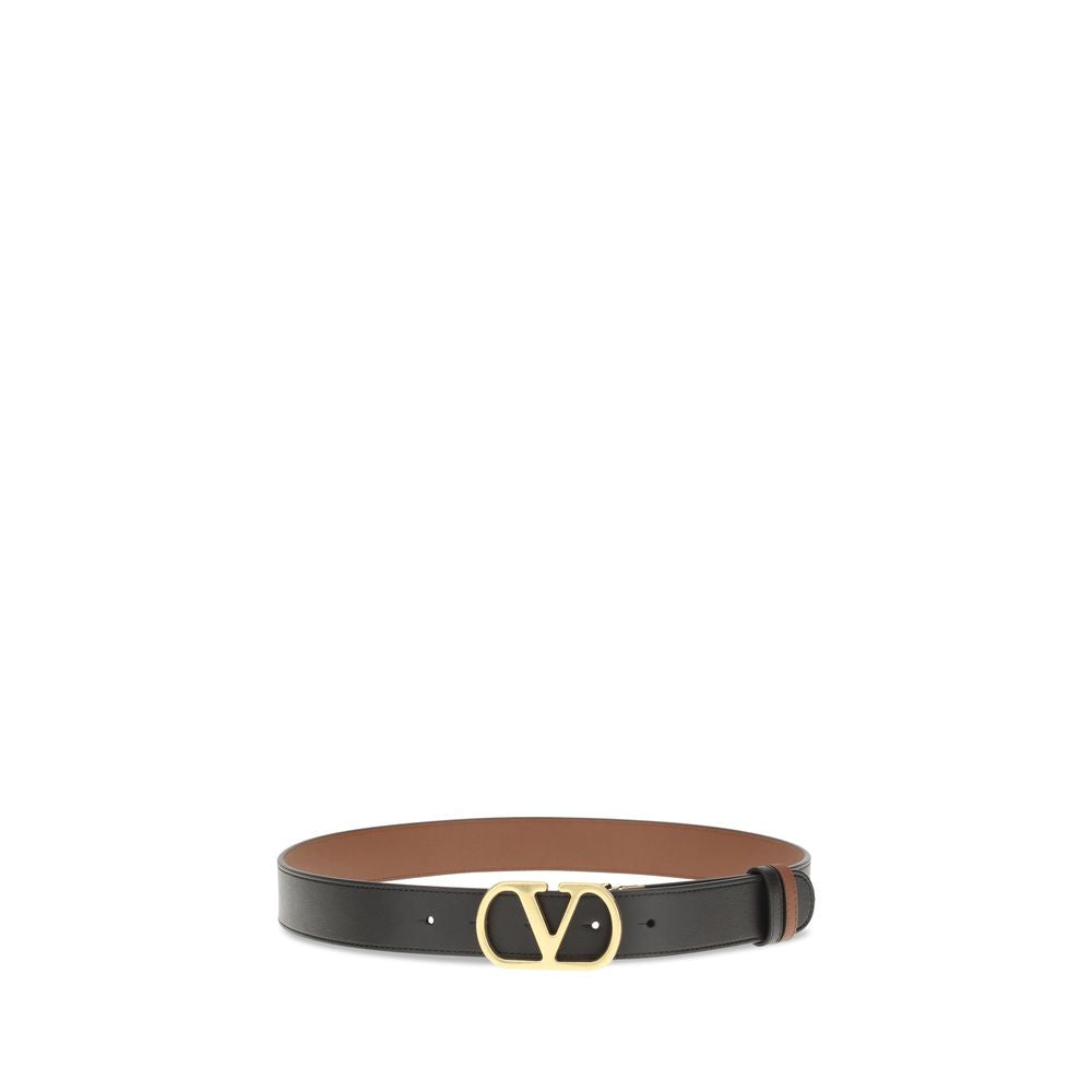 Black Reversible Calfskin Belt with VLogo