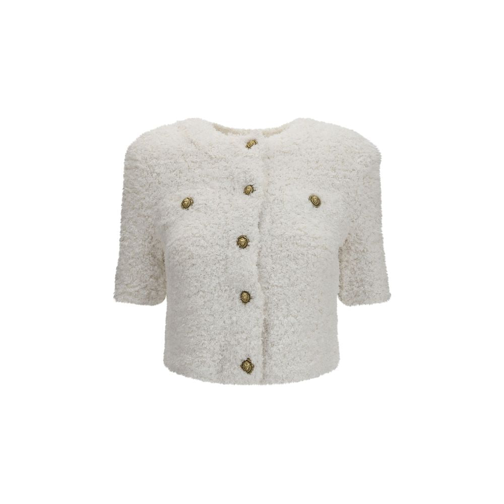 White Tweed Plumetis Cardigan