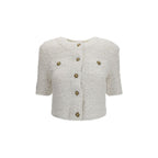 White Tweed Plumetis Cardigan