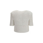 White Tweed Plumetis Cardigan