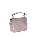 Pink Quilted Nappa Rockstud Spike Shoulder Bag
