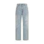 Blue Cotton Splatter Denim Jeans