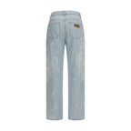 Blue Cotton Splatter Denim Jeans
