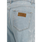 Blue Cotton Splatter Denim Jeans