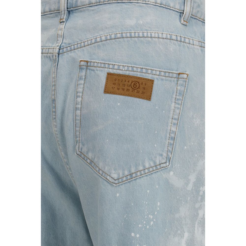 Blue Cotton Splatter Denim Jeans