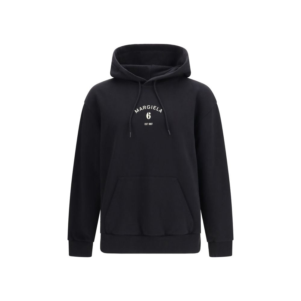 Black Cotton Hooded Sweatshirt