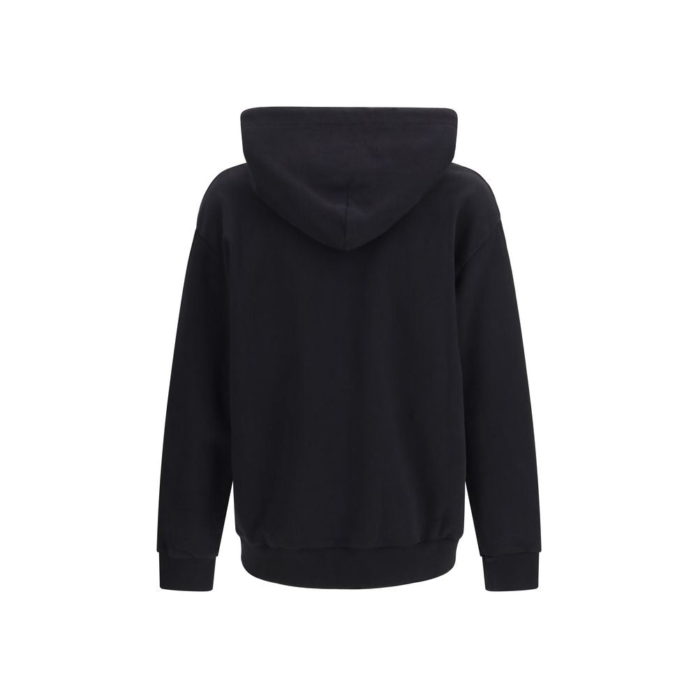 Black Cotton Hooded Sweatshirt