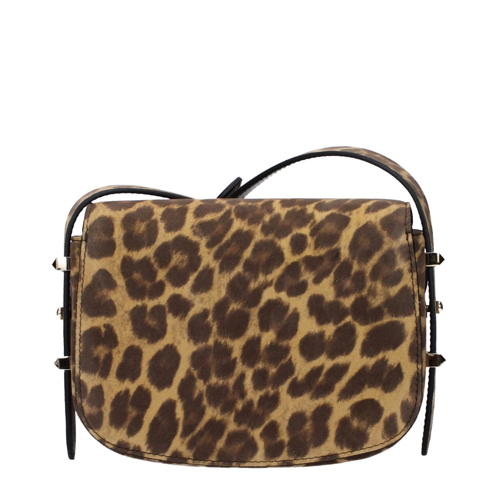 Brown Grained Leather Crossbody Bag