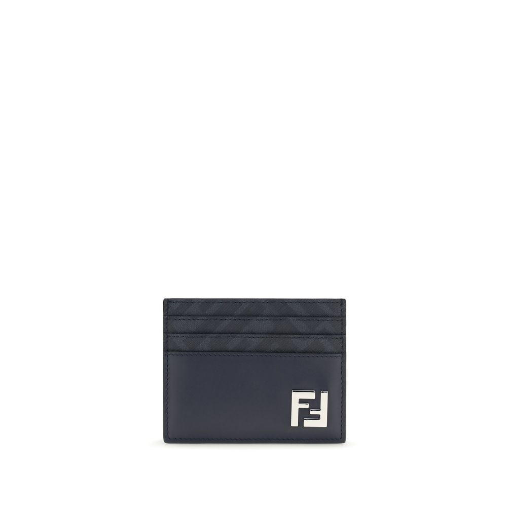 Beige Grained Leather Squared Card Holder
