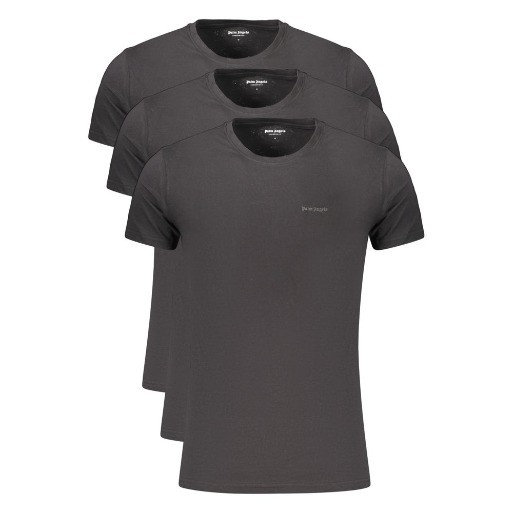 Black Cotton Crew Neck T-Shirt Tri-Pack
