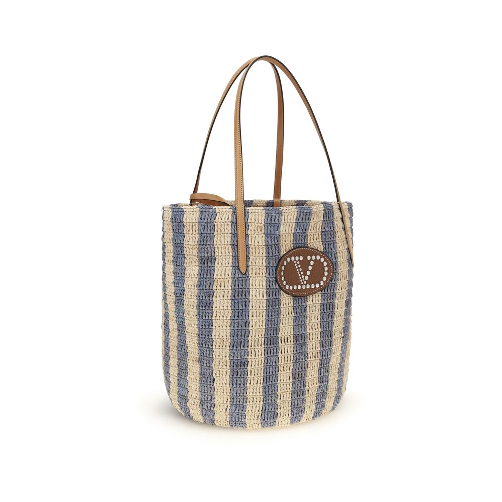 Multicolor Striped  Raffia Backet Bag