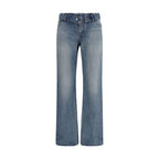 Blue Cotton Denim Straight-Leg Slim Jeans