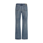 Blue Cotton Denim Straight-Leg Slim Jeans