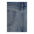 Blue Cotton Denim Straight-Leg Slim Jeans