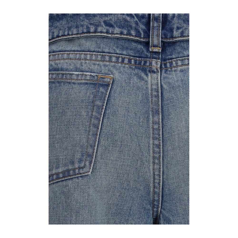 Blue Cotton Denim Straight-Leg Slim Jeans