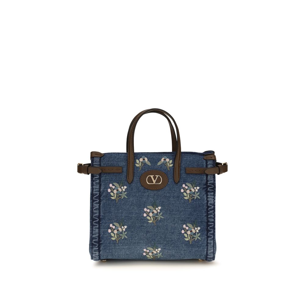 Small Antibes Embroidered Denim Handbag