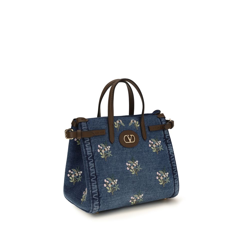 Small Antibes Embroidered Denim Handbag