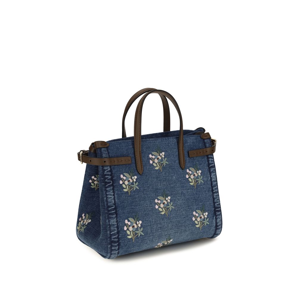 Small Antibes Embroidered Denim Handbag