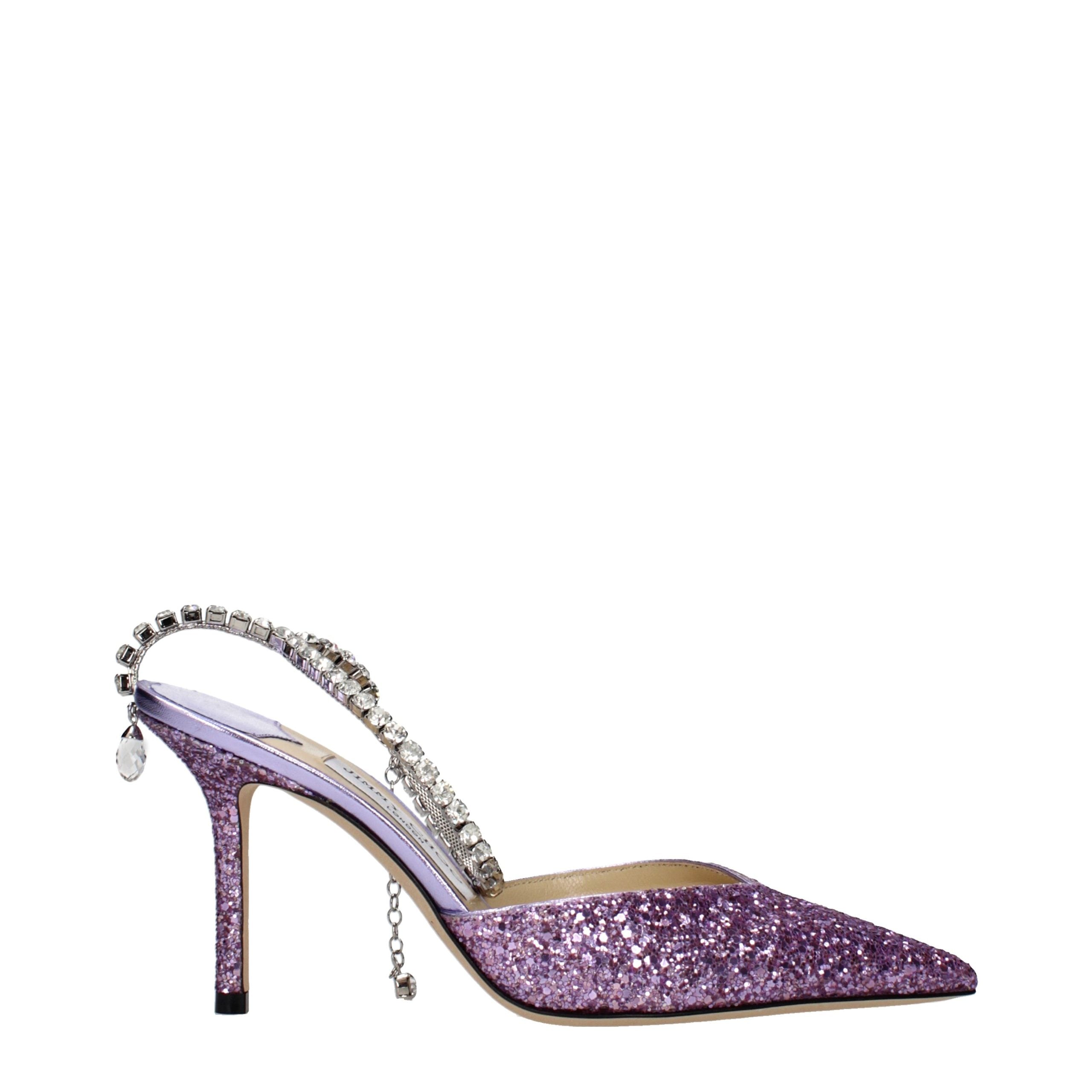 Glitter Violet Stiletto Heel Sandals
