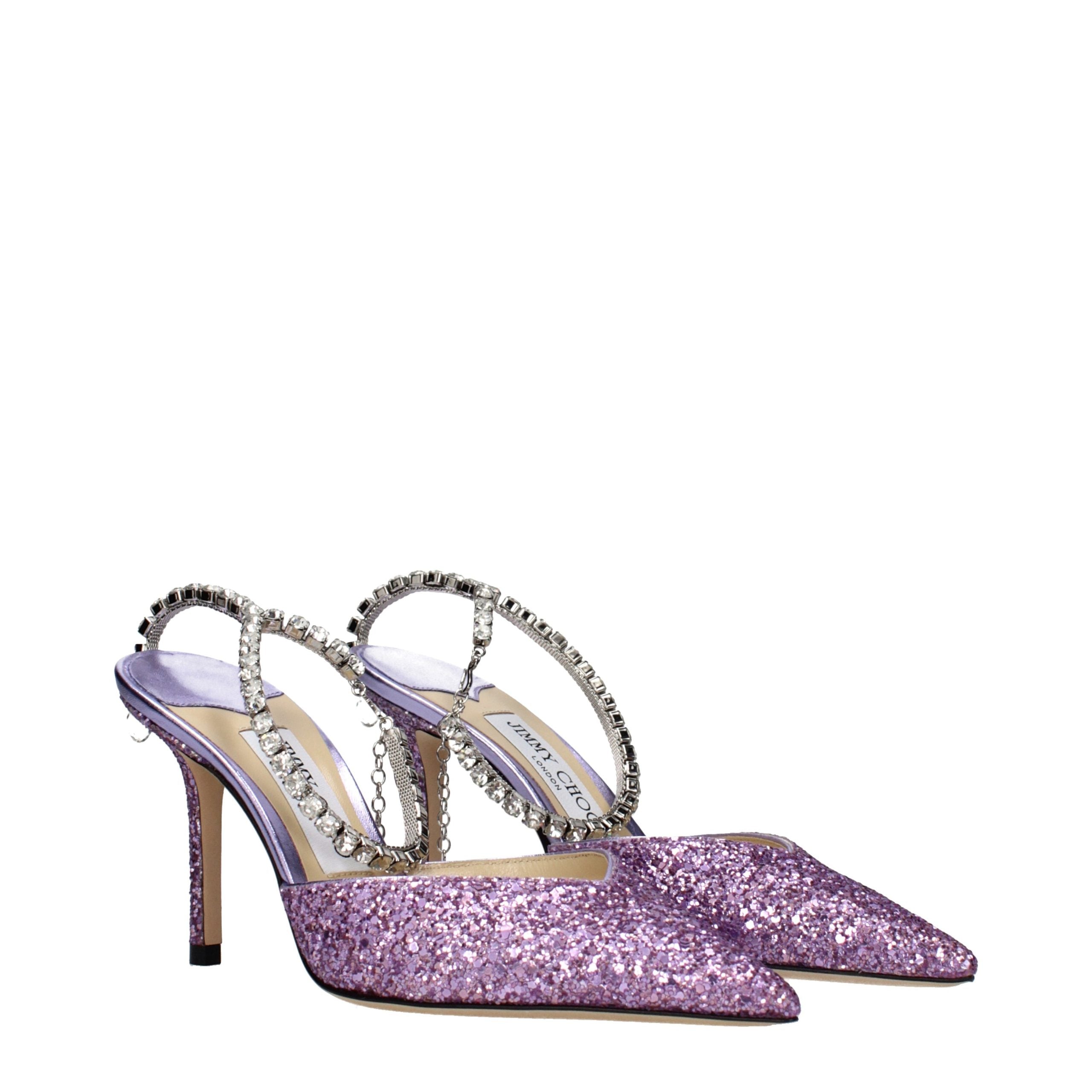 Glitter Violet Stiletto Heel Sandals