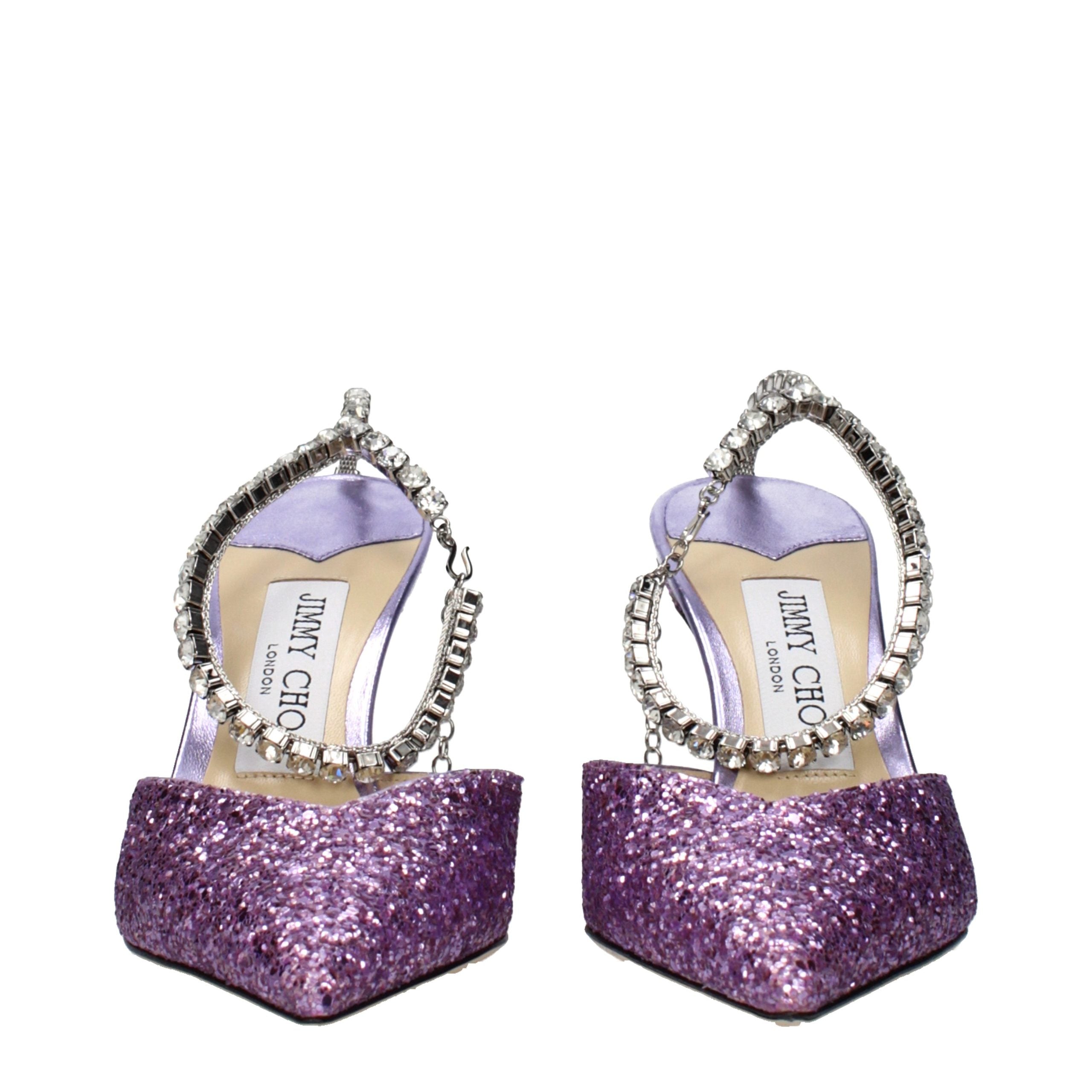 Glitter Violet Stiletto Heel Sandals