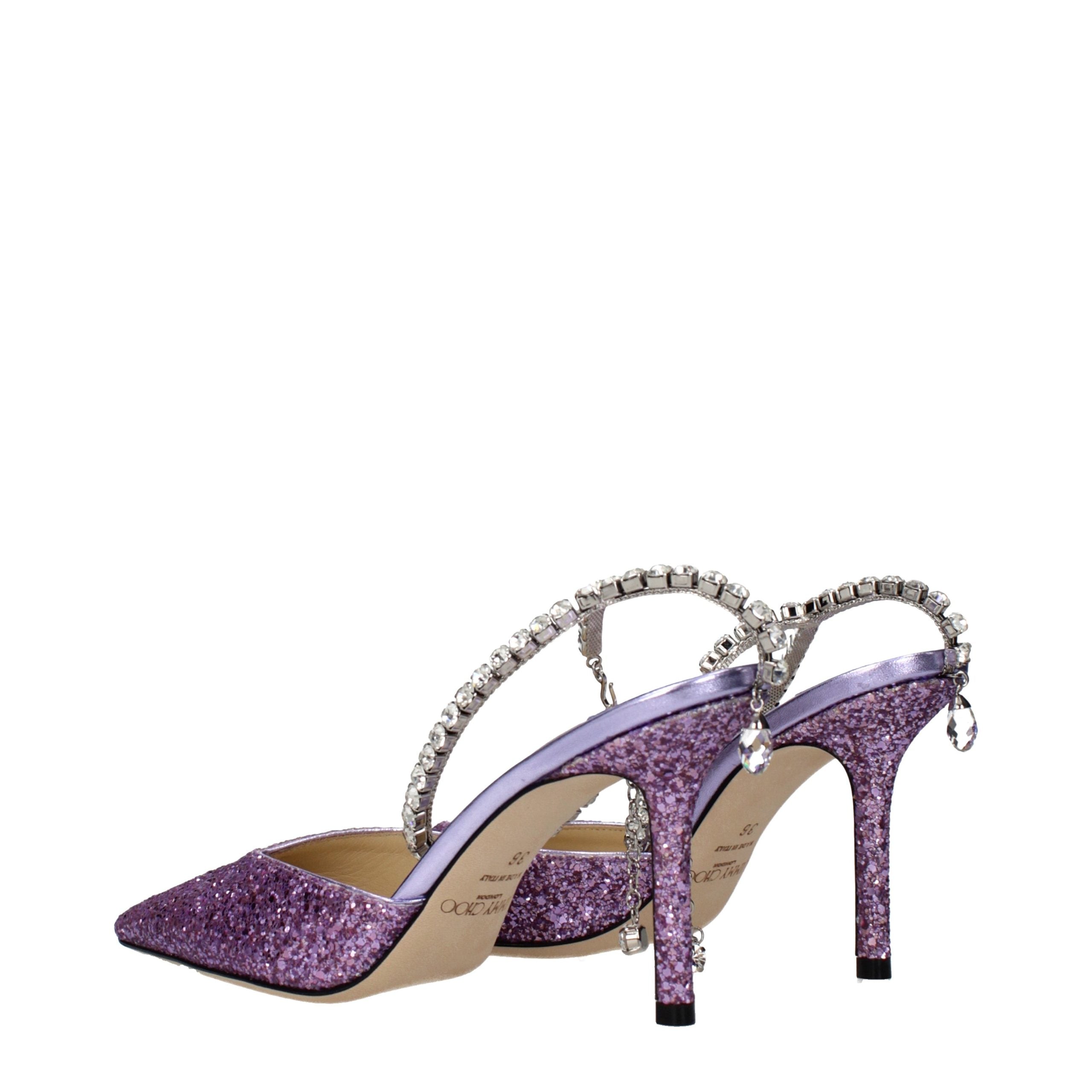 Glitter Violet Stiletto Heel Sandals