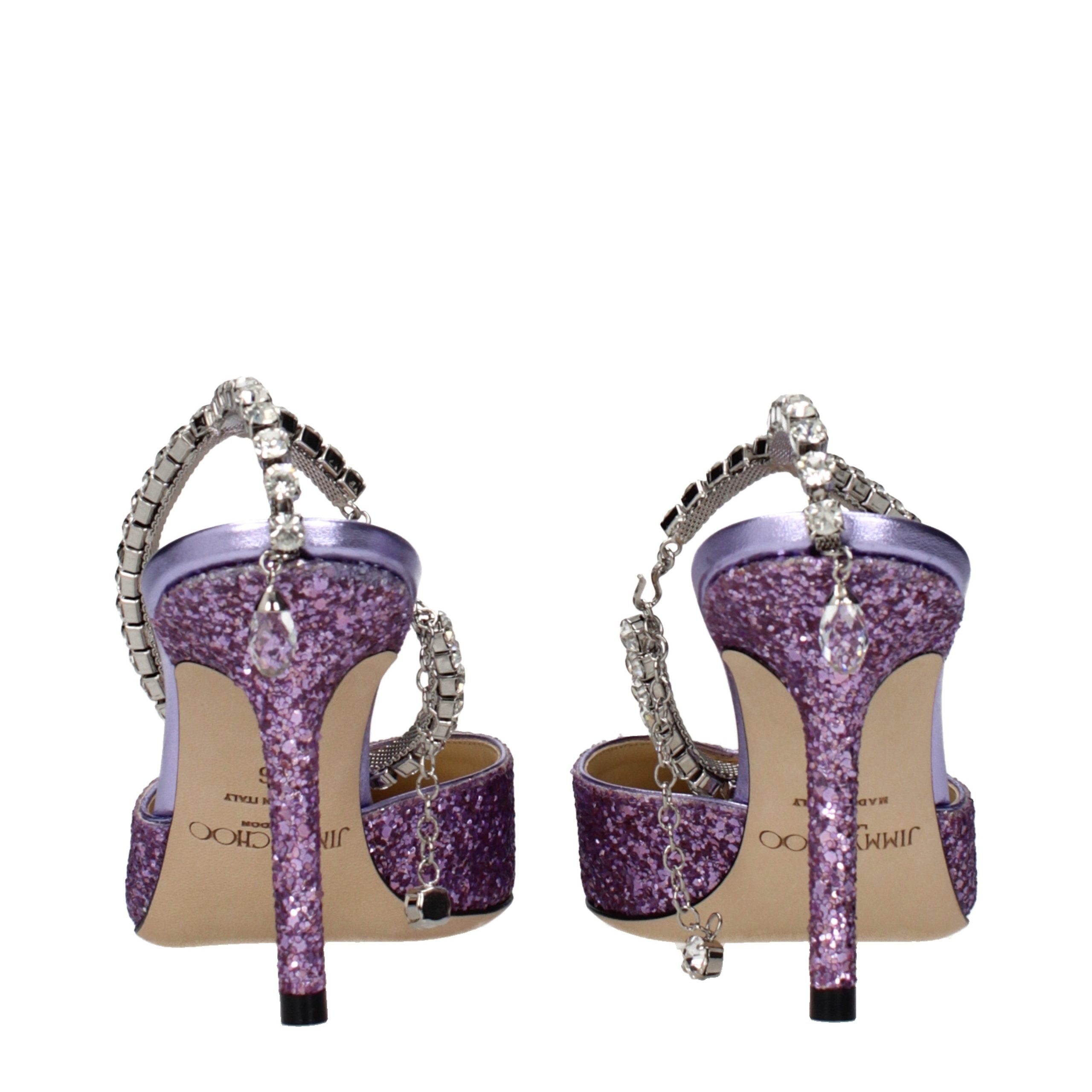 Glitter Violet Stiletto Heel Sandals
