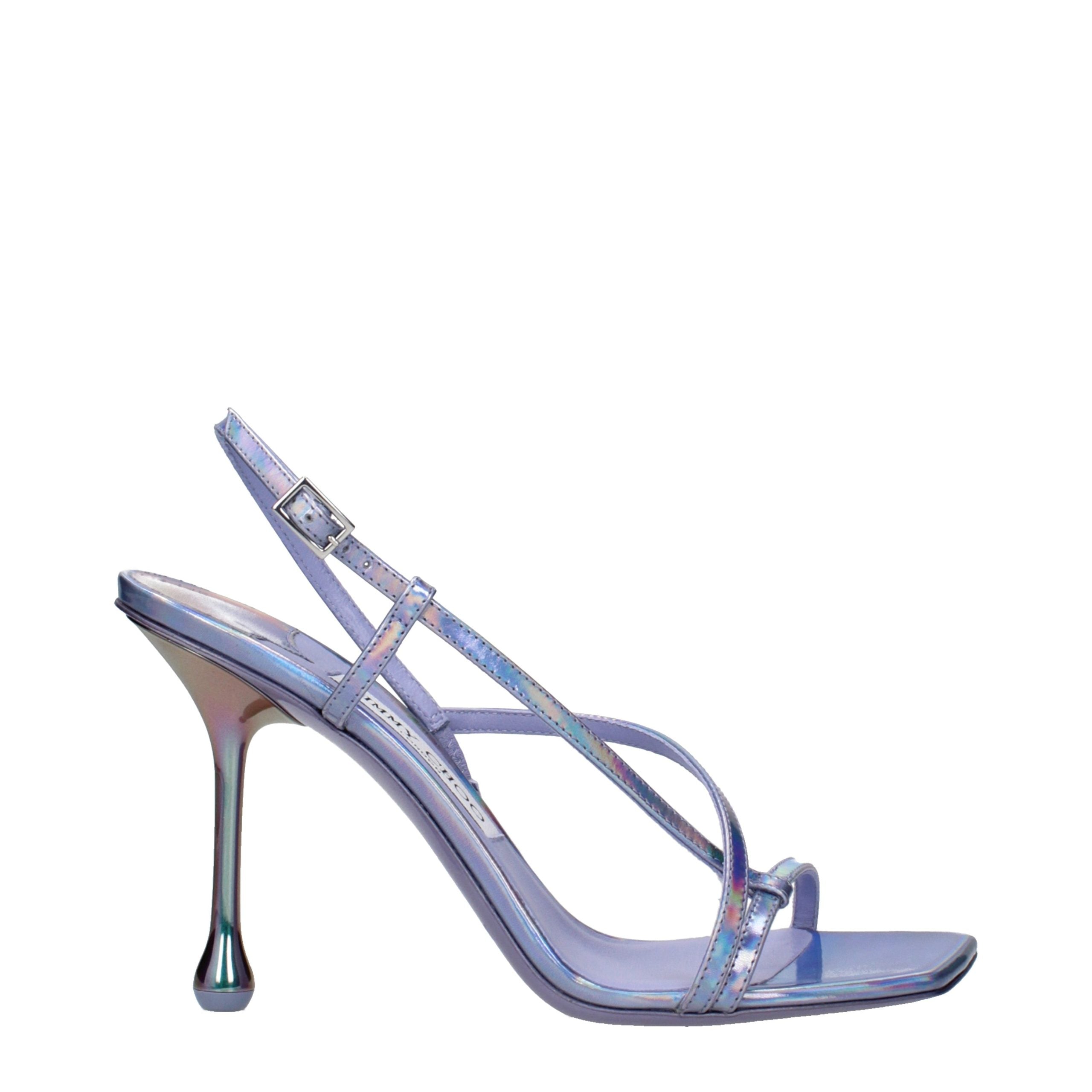 Violet Leather Stiletto Heel Sandals