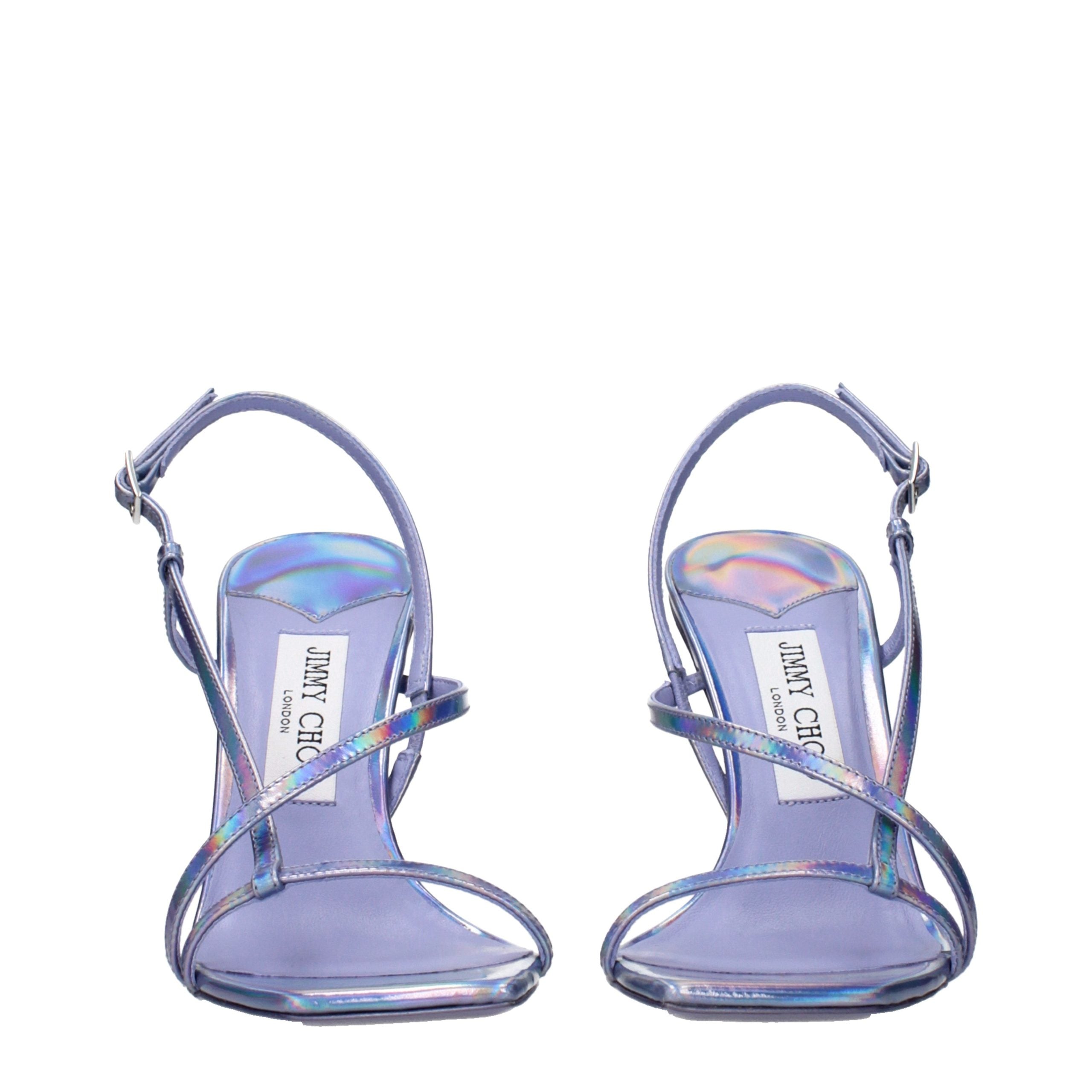 Violet Leather Stiletto Heel Sandals