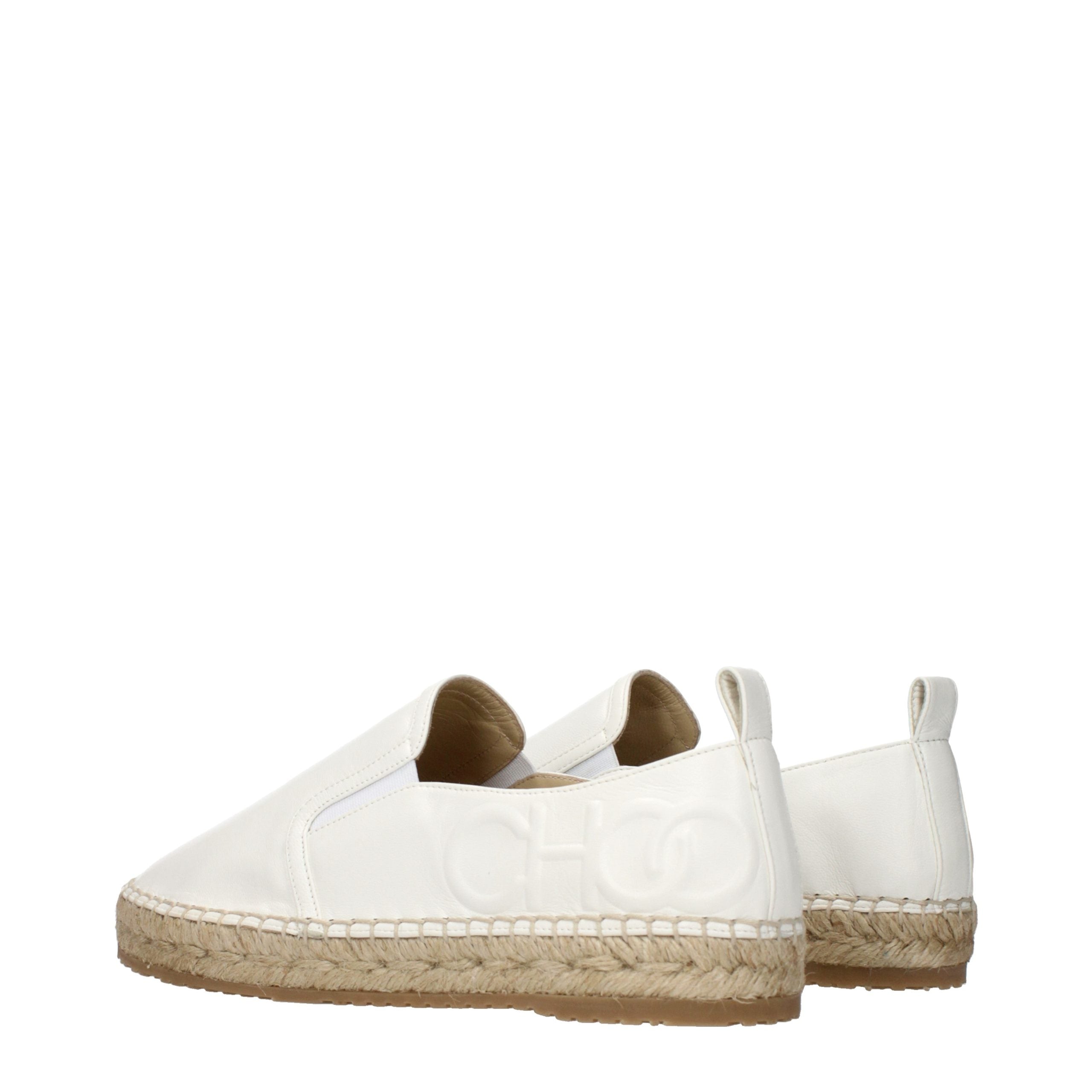White Grained Leather Espadrilles