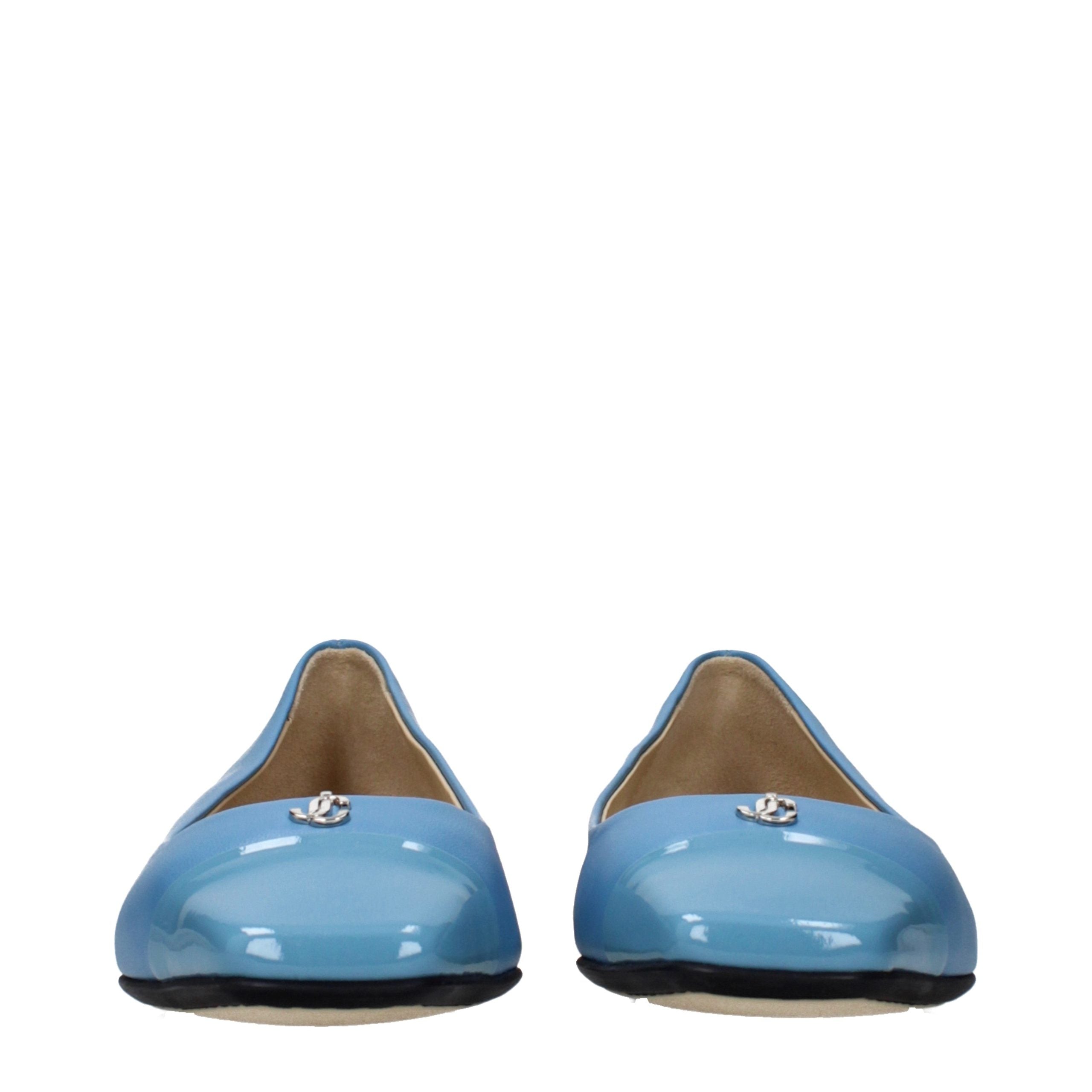 Light Blue Grained Leather Ballet Flats