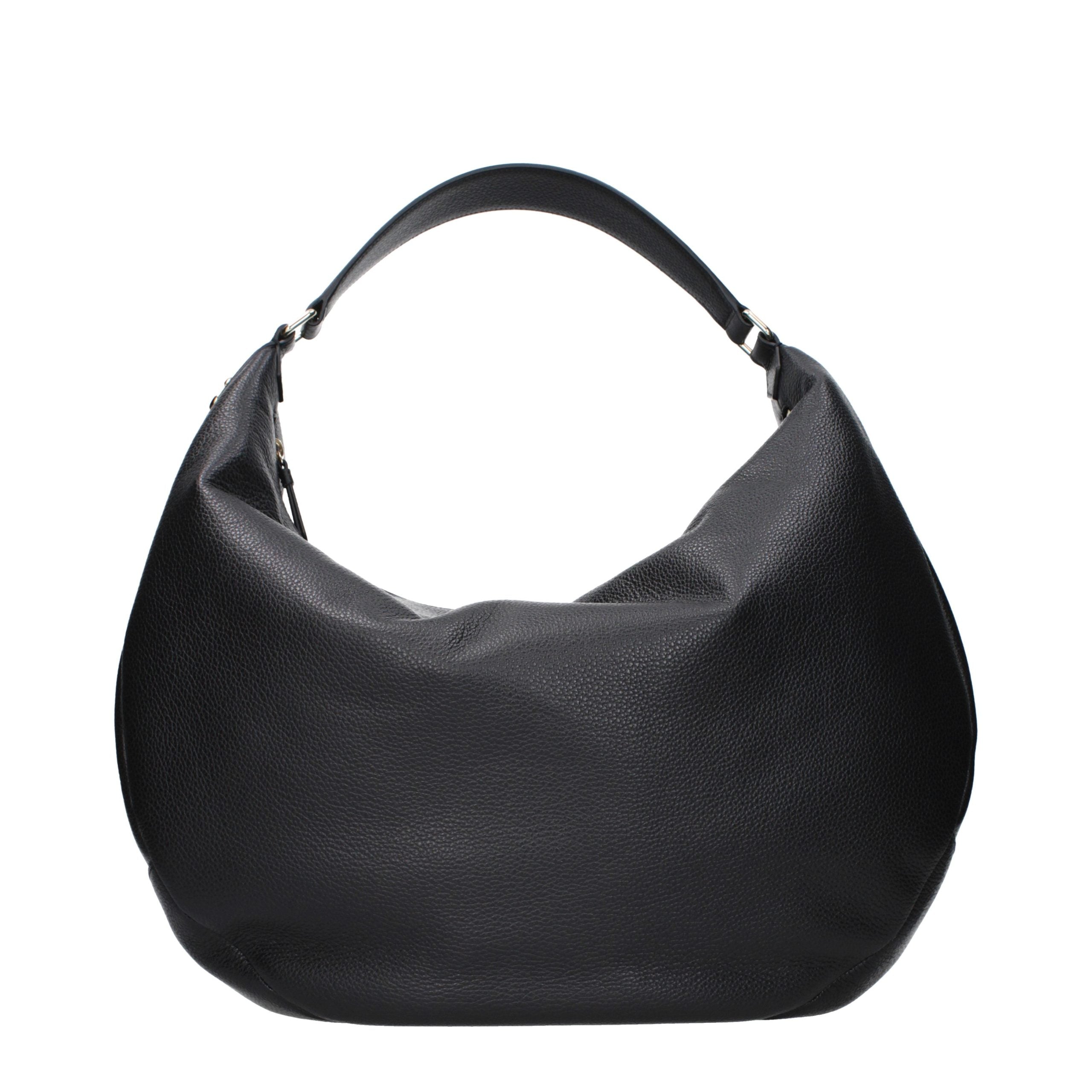 Black Grained Leather Shoulder Bag