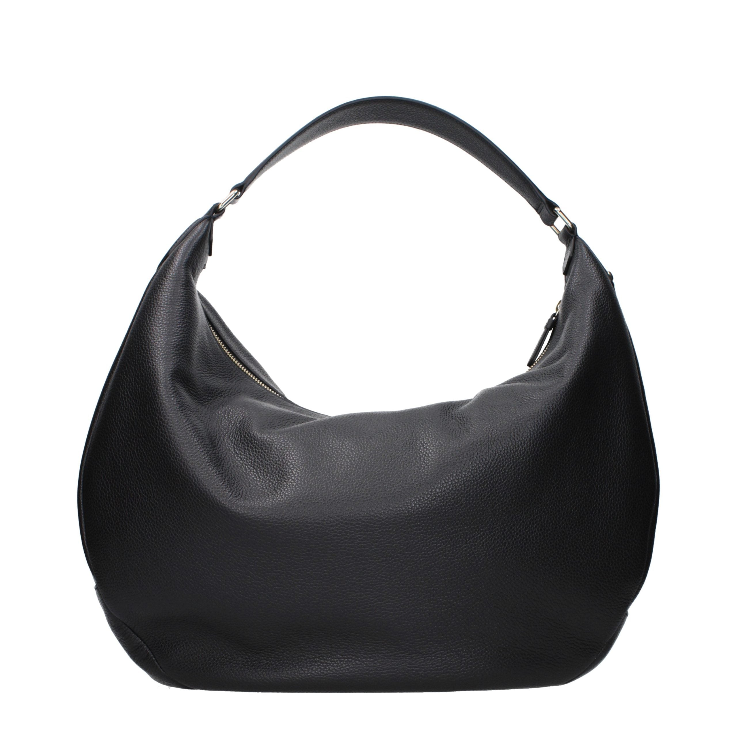 Black Grained Leather Shoulder Bag