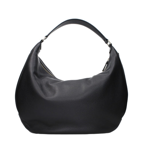 Black Grained Leather Shoulder Bag