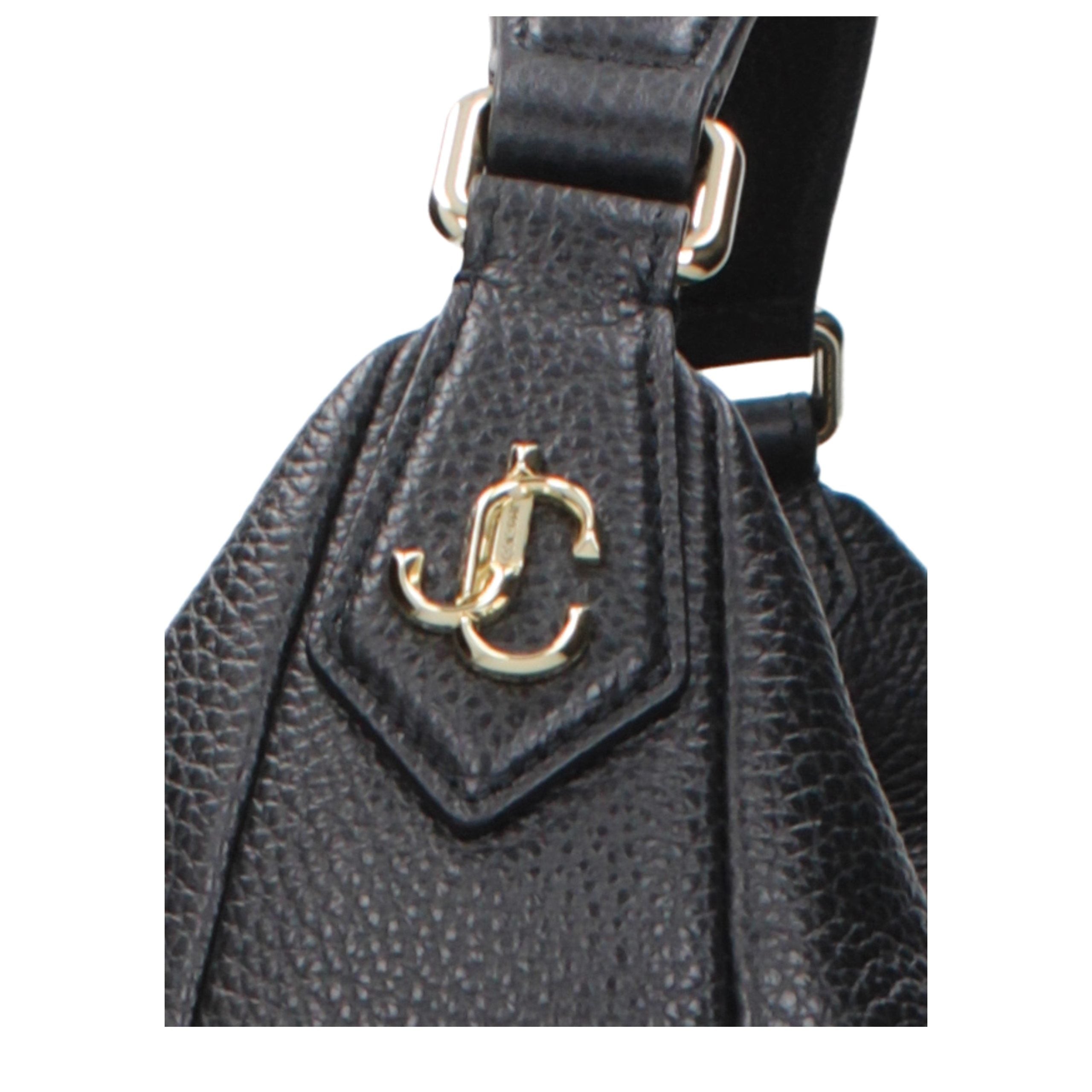 Black Grained Leather Shoulder Bag