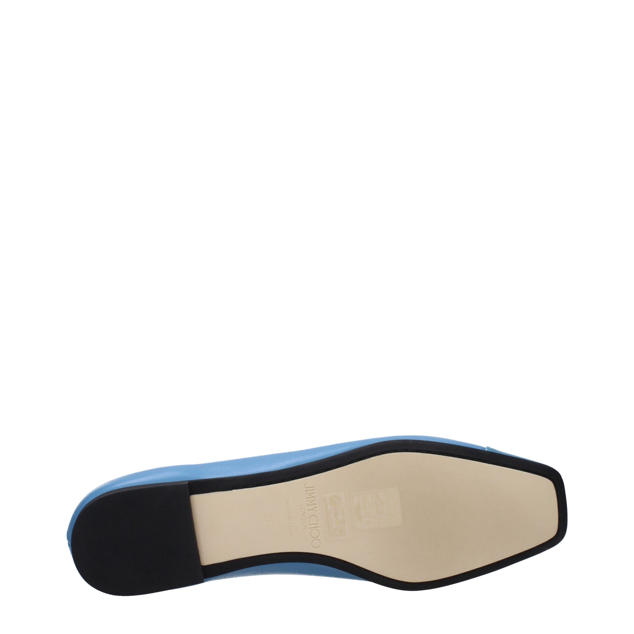 Light Blue Grained Leather Ballet Flats