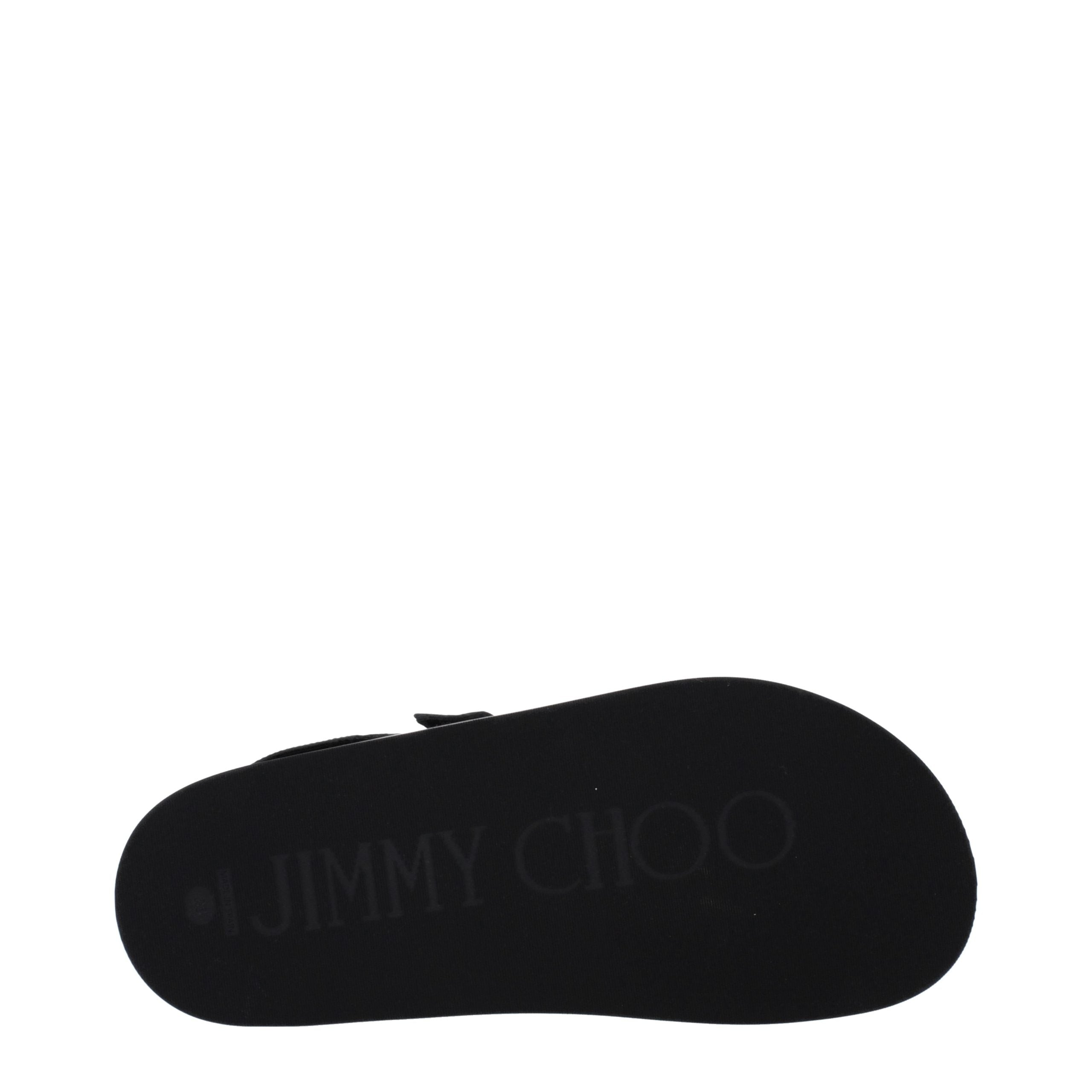 Black Grained Leather Flat Sandals