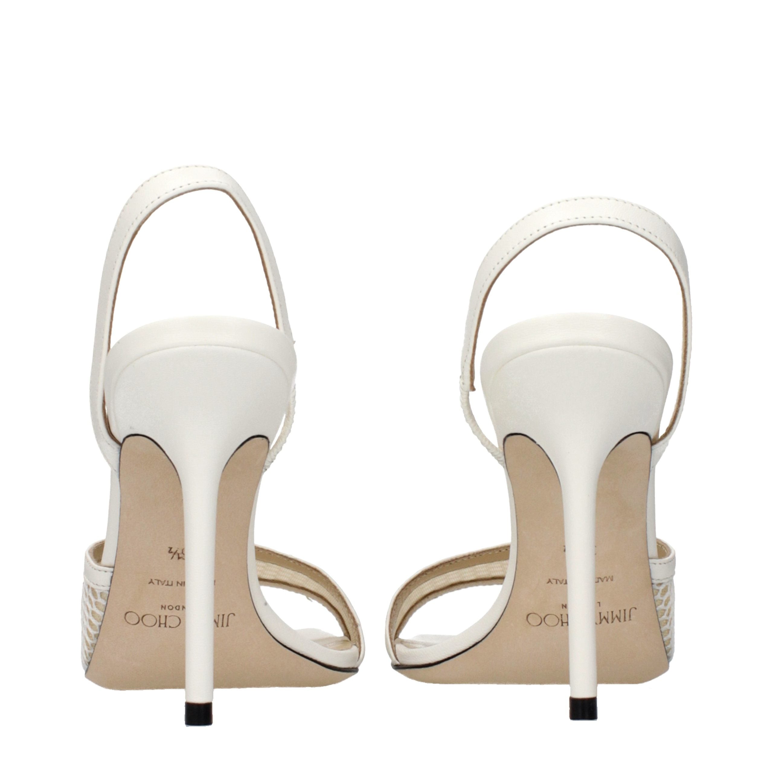 White Fabric Stiletto Heel Sandals