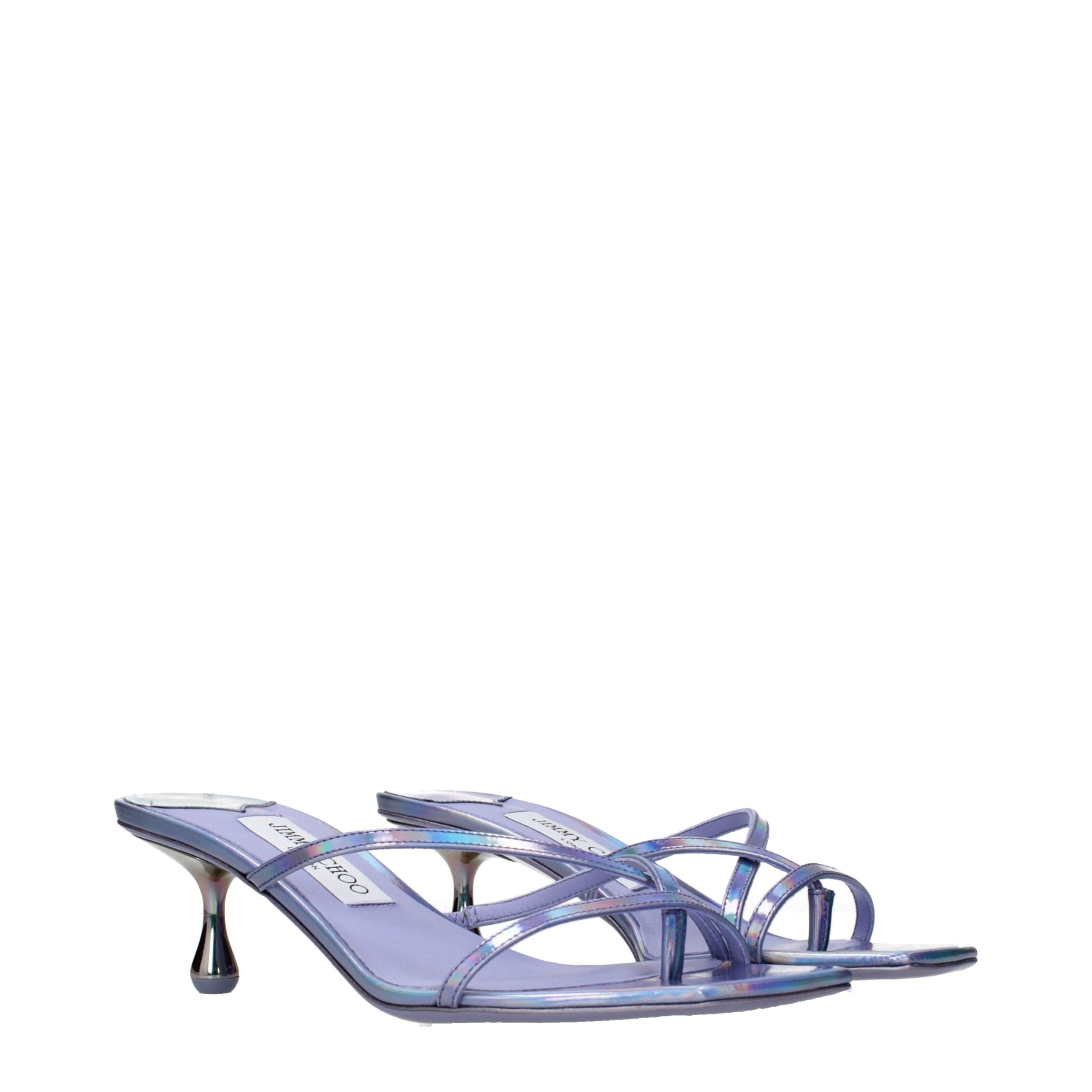 Violet Leather Flat Sandals