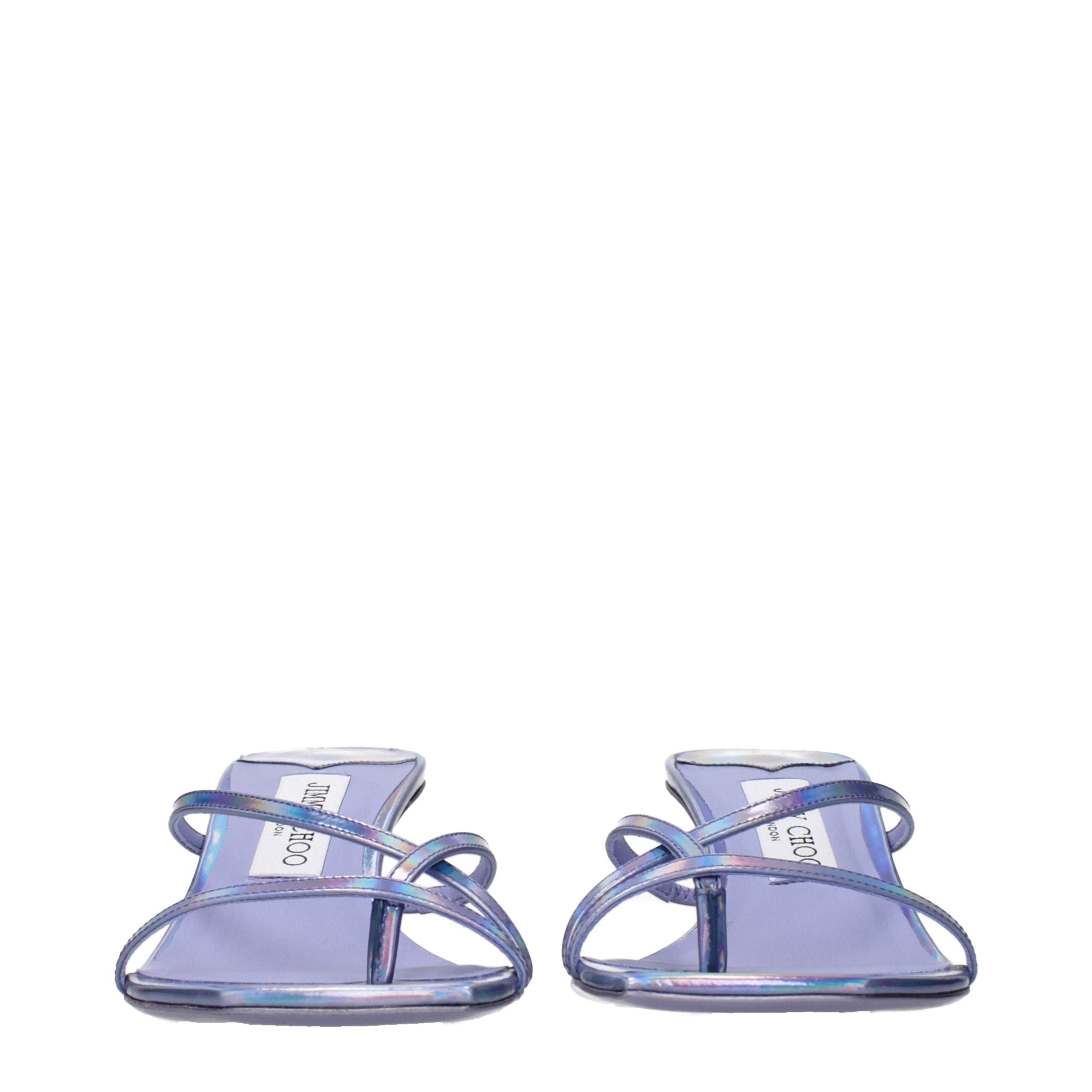 Violet Leather Flat Sandals