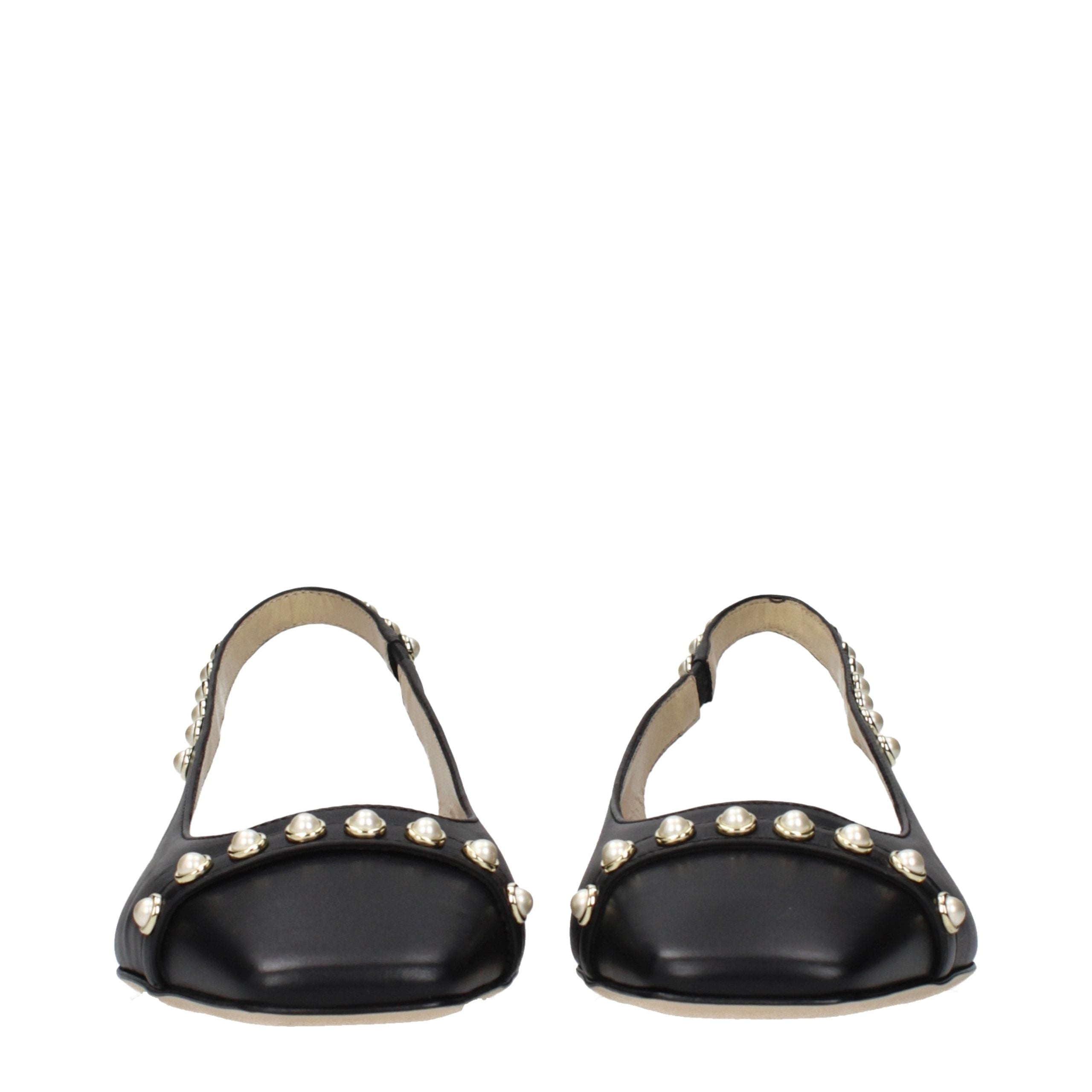 Beaded Black Leather Sandals
