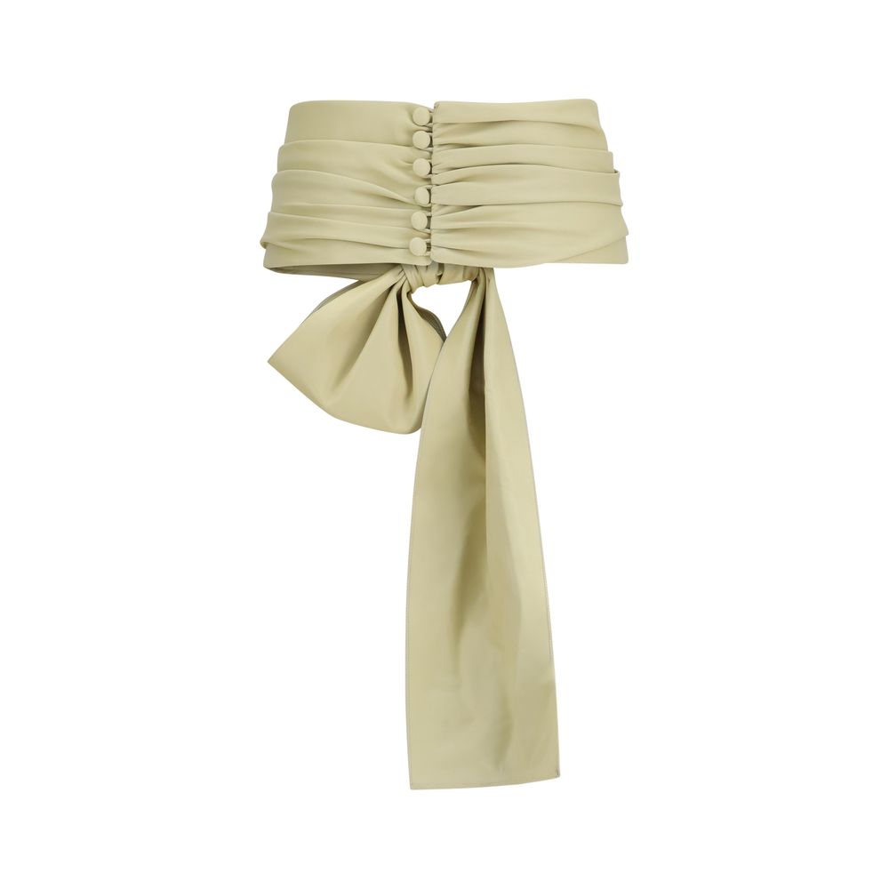 Beige Lambskin Bow Belt