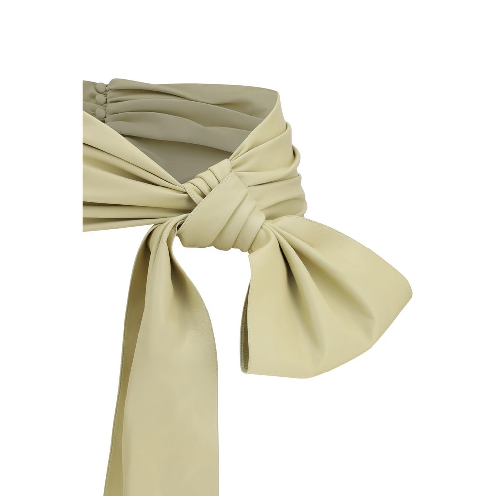 Beige Lambskin Bow Belt