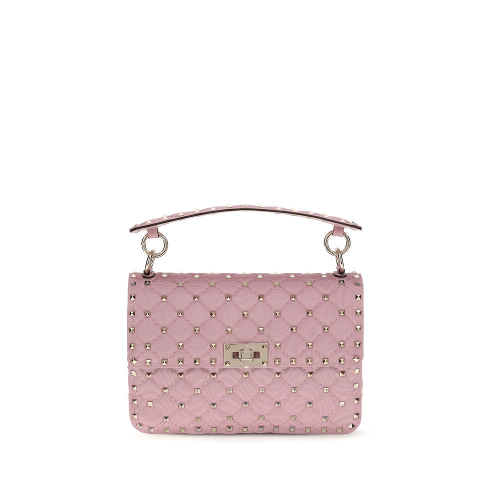 Quilted Fabric Rockstud Shoulder Bag