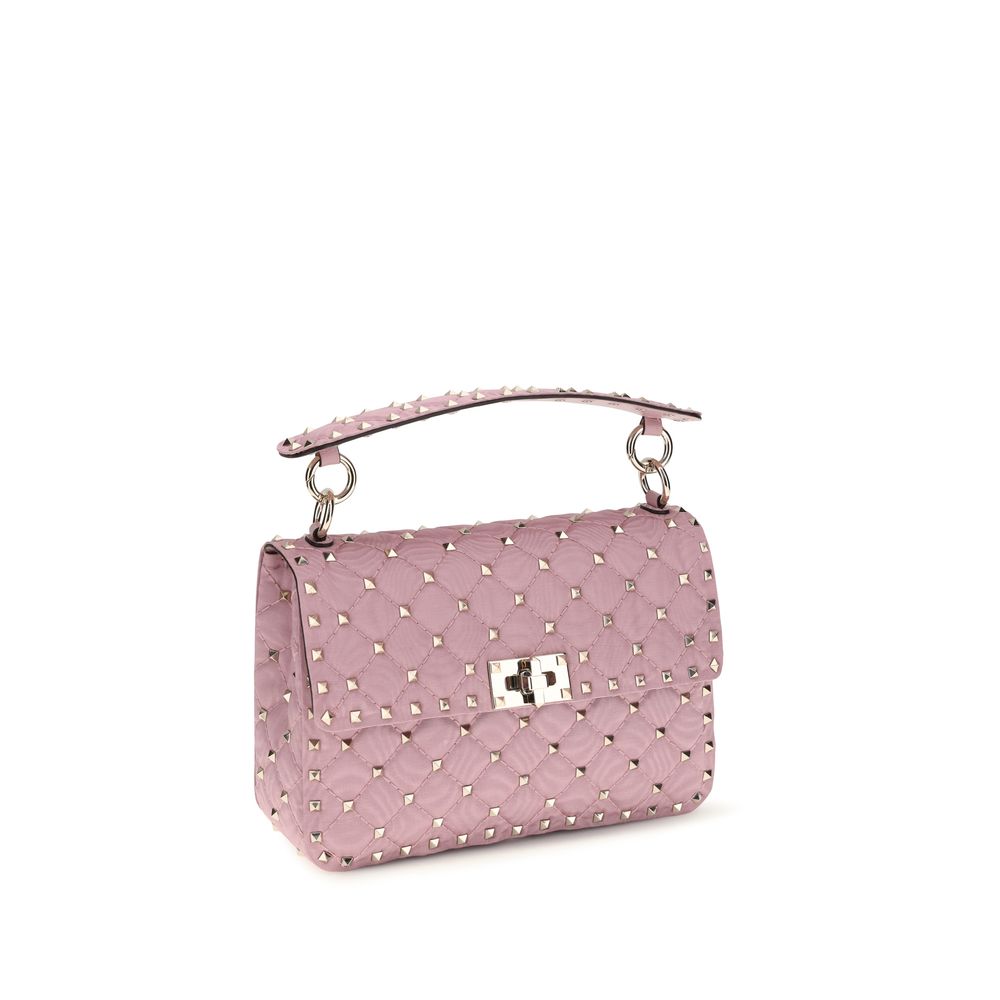 Quilted Fabric Rockstud Shoulder Bag
